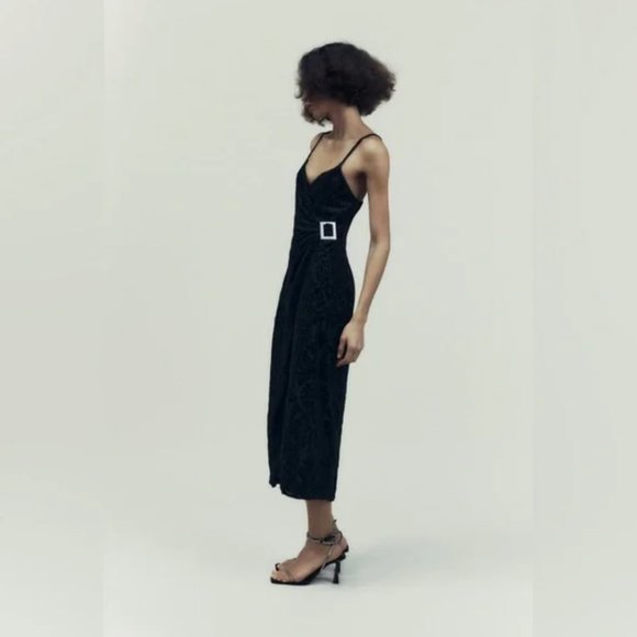 Zara Buckled Jacquard Dress L - Picture 4 of 8